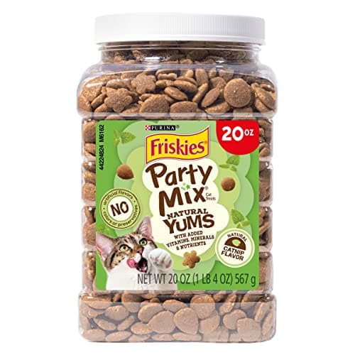 Purina Friskies Made in USA Facilities, Natural Cat Treats, Party Mix Natural Yums Catnip Flavor - 20 oz. Canister - Image 1