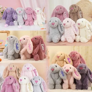 Personalized Easter Bunny Custom Bunny Stuffed Animals With Child's Name Handmade Embroidered Custom Plush Rabbit Toy for Girls Boys Kids - Image 2