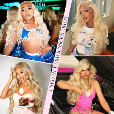 BOTNNS 28 Inch 613 13x6 Lace Front Wig Human Hair 200 Density Blonde Wig Human Hair 613 Body Wave Blonde HD Lace Front Wigs Human Hair Pre Plucked 613 Lace Frontal Wigs - Image 3