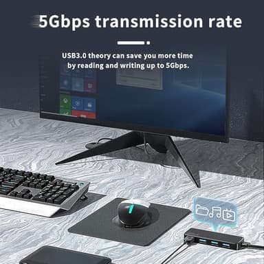 ANYPLUS USB 3.0 Hub, 4 Port USB Hub Splitter,Portable USB Adapter Mini Multiport Expander for Desktop, Laptop, Xbox, Flash Drive, HDD, Console, Printer, PC, Keyboards, HP, Dell - Image 4