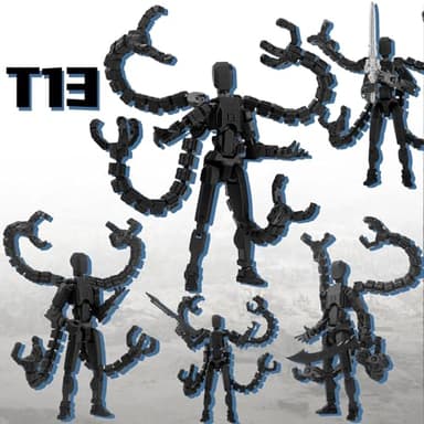 PkghoKids Assembly Completed 7.2inch T13 Action Figure 3D Printed Multi-Jointed Movable T13 Nova 13 Robot 13 Action Figure Desktop Decorations for Game Lovers (Black2) - Image 7