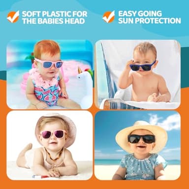 RIVBOS Baby Sunglasses Boys&Girls with Strap UV400 Polarized Flexible for Toddler,Infant and Newborn(0-24month) Black&Grey Lens RBK0231 - Image 5