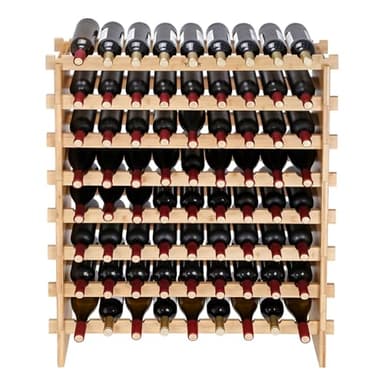VEVOR 8-Tier 72 Bottles Stackable Modular Wine Rack, Freestanding Wines Holder Display Shelf, Solid Bamboo Wood Storage Racks, Wobble-Free Shelves for Kitchens, Dining Rooms, Cellars, Natural Color - Image 10