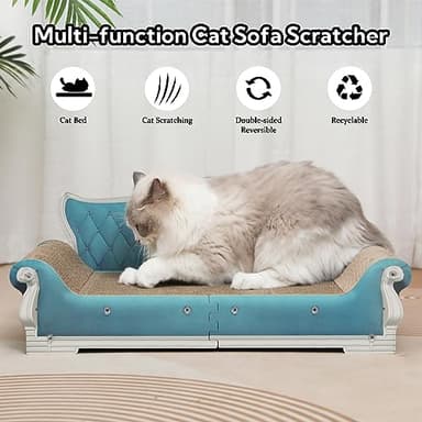 Kidding Pets Cat Sofa Shape Scratch Pad for Large Medium Small Indoor Cats,Larger-Sized Recyclable Reversible Cardboard Cat Couch for Resting Claw Grinding and Playing - Image 3