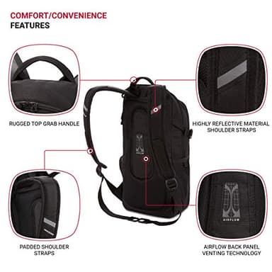 SwissGear 3598 Backpack Narrow Daypack, Black, 18-Inch - Image 2