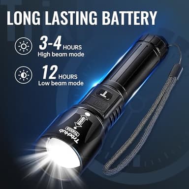 Rechargeable Flashlights 2Pack High Lumens, 5Mode Rechargeable Flashlights with LCD Digital Display, Super Bright Flashlight Adjustable Tactical Flash Light, High Powered LED Flashlight for Emergency - Image 5