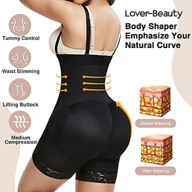 Lover-Beauty Shapewear for Women Tummy Control Body Shaper Butt Lifter Thigh Slimmer Faja Plus Size with Zipper Crotch - Image 2