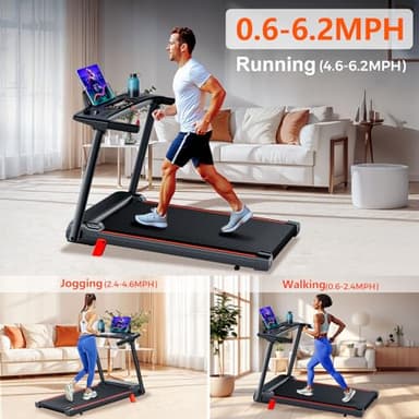 Treadmill with 5% Incline, Walking Pad Treadmill with Handle Bar, Portable Folding Treadmills for Running and Walking, 3.0HP Brushless Motorized, 5 Layers Shock-Absorbing - Image 4