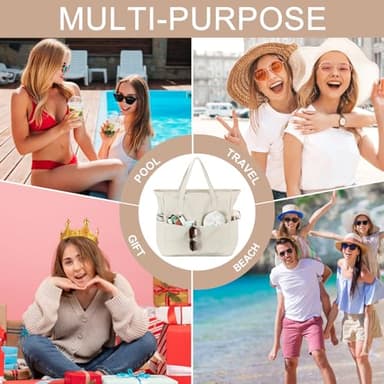 Waterproof Beach Tote Pool Bags for Women Ladies Extra Large Gym Tote Carry On Bag With Wet Compartment for Weekender Travel - Image 9