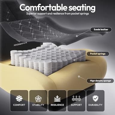 Dowinx Fabric Gaming Chair with Heated Massage Lumbar Support, Gamer Chairs for Adults, Big and Tall Gamer Chair with Pocket Spring Cushion and Footrest, Recliner High Back PC Chair for Adult, Black - Image 6