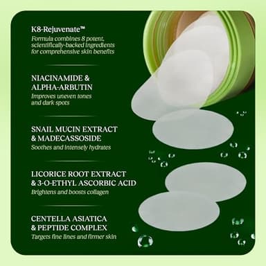 JiYu Toning Polish Pads - Korean Skincare for Dark Spots, Wrinkles & Dull Skin - Hydrating Facial Treatment with Snail Mucin, Niacinamide, Peptides & Centella - 100 Count - Image 5
