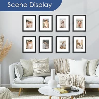 PEALSN 8x10 Picture Frame, Display Pictures 5 x 7 with Mat or 8 x 10 Without Mat for Wall Mounting Display, Photo Frames, Black - Image 7