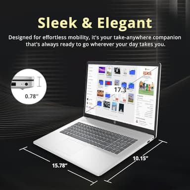 HP 17.3" FHD Laptop for Business and Students - with External CD/DVD Drive & Office Lifetime License, AMD Ryzen 5 7430U (6-core), 250 Nits IPS Display, Webcam, Wifi6, Win 11 Pro (16GB RAM | 512GB SSD) - Image 6