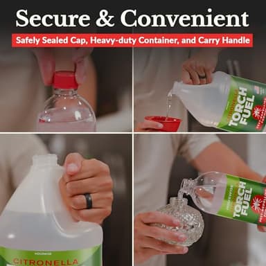 Houswise Torch Fuel (1 Gallon) - Citronella Oil for Torches for Outside, Lantern Liquid Paraffin Lamp Oil Fuel, Scented Lamp Outside Citronella Torches Outdoor Paraffin - Image 5