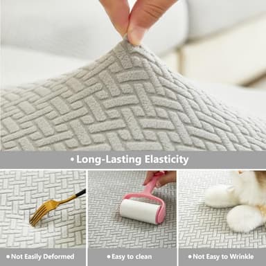 Yoovat Couch Cushion Covers for Sofa Couch Covers Wear-Resistant Universal Sofa Cover Stretch for Sectional Slipcovers (Texture-Light Gray,Back Cover M) - Image 5
