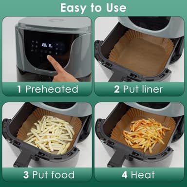 Air Fryer Paper Liners: 125Pcs Parchment Paper, Air Fryer Liner Disposable, Oilproof Waterproof Airfryer Basket Liner Square (6.5inch) - Image 7