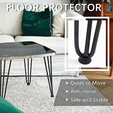 16" Hairpin Furniture Legs 4PCS, Heavy Duty Solid Steel 3 Rod Furniture Legs with 2 sizes Screws and 4pcs Floor Protectors for Nightstand, Cabinet, Bench Chair, Coffee Table, Desk, etc, Black - Image 3
