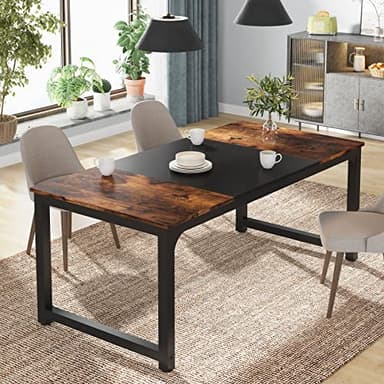 Tribesigns Modern Computer Desk, 63 x 31.5 inch Large Office Desk Computer Table Study Writing Desk Workstation for Home Office, Vintage Black Metal Frame - Image 8