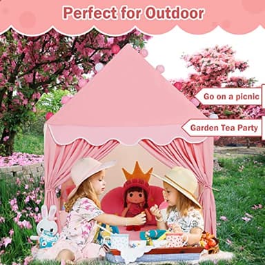 Wilwolfer Kid Tent with Mat, Star Lights - Kids Play Tents for Toddlers Kids Tents Indoor Playhouse - Princess Tent for Girls Toy House Gift (Pink with Cloth) - Image 7