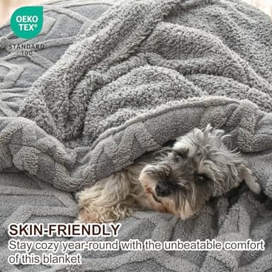 PHF Fluffy Sherpa Fleece Blanket Queen Size for Winter, Warm and Cozy, 510GSM 3D Tufted Shaggy Fleece Blanket for Sofa Bed, Grey, 90"x90" - Image 5