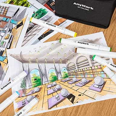 AnyMark 80 Colors Alcohol Markers, Dual Tip Art Coloring Markers Set for Kids Adult Book Drawing Sketching Painting, Chisel & Fine, White Penholder - Image 6