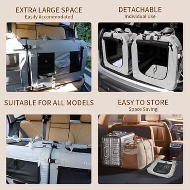 Petseek Extra Large Cat Carrier Soft Sided, Portable Small Dog Carrier for 2 Cats, 24"x16.5"x16" Car Travel Folding Comfortable Design with Litter Box and Bowls, Grey-2+ Litter Box+ Bowl*2 - Image 7
