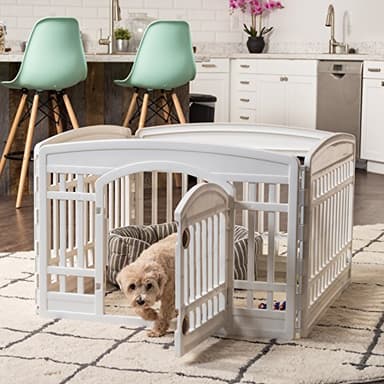 IRIS USA 24" 4-Panel Dog Playpen with Door, 35 x 35 x 24, Puppy Playpen, Dog Play Pen Indoors, Pet Fence, Puppies/Small Dogs, White - Image 9