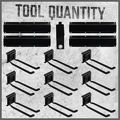 HORUSDY 64-Inch Heavy Duty Garage Organization Rack, 14 Packs Max Load 600LB, 4 Packs Rails and 9 Adjustable Hooks, Tool Organizer Rack with Heavy Double Hooks Tracks - Image 2