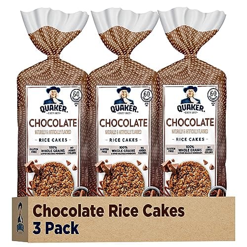 Quaker Large Rice Cakes, Chocolate, 7.23 oz Bags, (3 Pack), Gluten Free, Whole Grain, No Added Colors - Image 1
