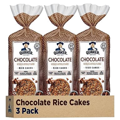 Quaker Large Rice Cakes, Chocolate, 7.23 oz Bags, (3 Pack), Gluten Free, Whole Grain, No Added Colors - Image 1
