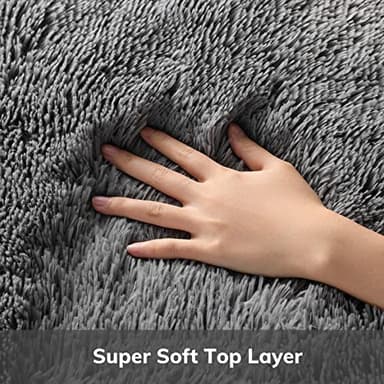 Ophanie Area Rugs for Living Room Bedroom, Upgrade Non-Slip Fluffy Soft Grey Shag Carpet, Indoor Floor Gray 4x6 Fuzzy Shaggy Living Room Plush Rug for Kids Home Dorm Decor Aesthetic - Image 3