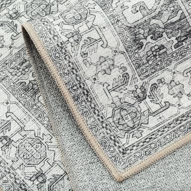 HUGEAR 5x7 Area Rug - Vintage Machine Washable Grey Chenille Print Rug - Lightweight Low Pile Carpet Throw for Living Room, Bedroom, Office, Dining Room, Kitchen, Laundry - Non Slip - Image 7