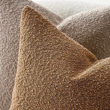 Foindtower Pack of 2, Decorative Textured Boucle Throw Pillow Covers Accent Solid Pillow Cases Cozy Soft Couch Cushion Case for Chair Sofa Bedroom Living Room Home Decor 22 x 22 Inch Rust Tobacco - Image 4