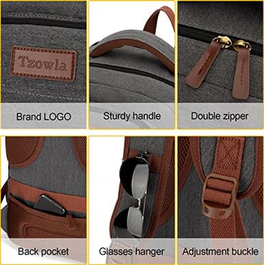 Tzowla Canvas Laptop Backpack, Bag for Men Women,Travel Work Rucksack Fits 15.6 Inch Laptop, Bookbag with USB Charging Port - Image 5
