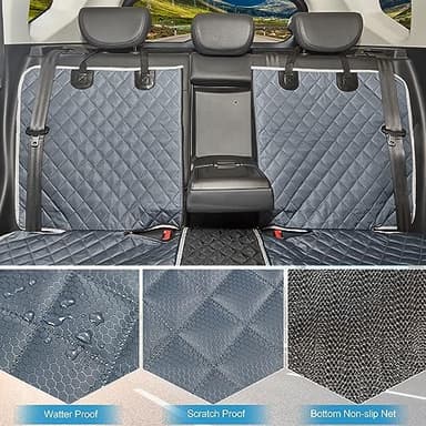 ANOSOSPECIAL Grey Dog Car Seat Cover for Back Seat,Non-Stick Fur,Pet-Friendly and Waterproof - Universal Fit Interior Protector for Auto, Van, SUV - Ideal for Kids and Pets - Image 3