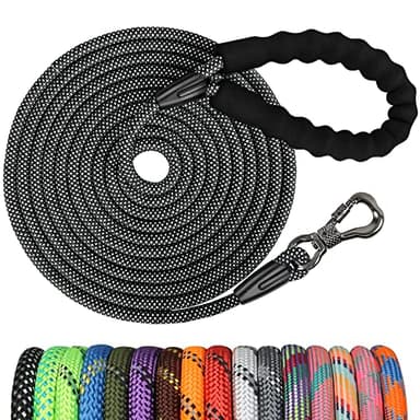 NTR Long Dog Leash, 20FT Check Cord with Swivel Lockable Hook and Comfortable Padded Handle for Reflective Dog Leash for Small Medium and Large Dogs Walking Training Hiking Camping Playing - Image 1
