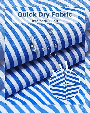 maamgic Mens Swim Trunks with Compression Liner 5" Stretch Beach Shorts Quick Dry with Zipper Pockets No-Chafing Board Shorts Blue White Stripe L - Image 7