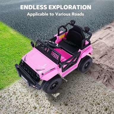 Evmore 12V Kids Toddler Ride On Truck Electric - 7Ah Large Battery Electric Vehicles with Remote Control, 2 Speeds, LED Lights, Horn, Music for Kids Pink - Image 6