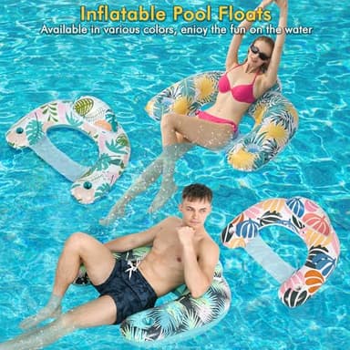 4 Pack Pool Floats Adult,OKSUWATER Pool Floaties for Adults with Two Cup Holders Inflatable Pool Floats Chairs, Lake Floats for Adults Toys Applies to Water Play Party - Image 4