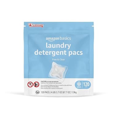 Amazon Basics Laundry Detergent Pacs, Hypoallergenic, Free & Clear, 120 Count (New Packaging - Image 1