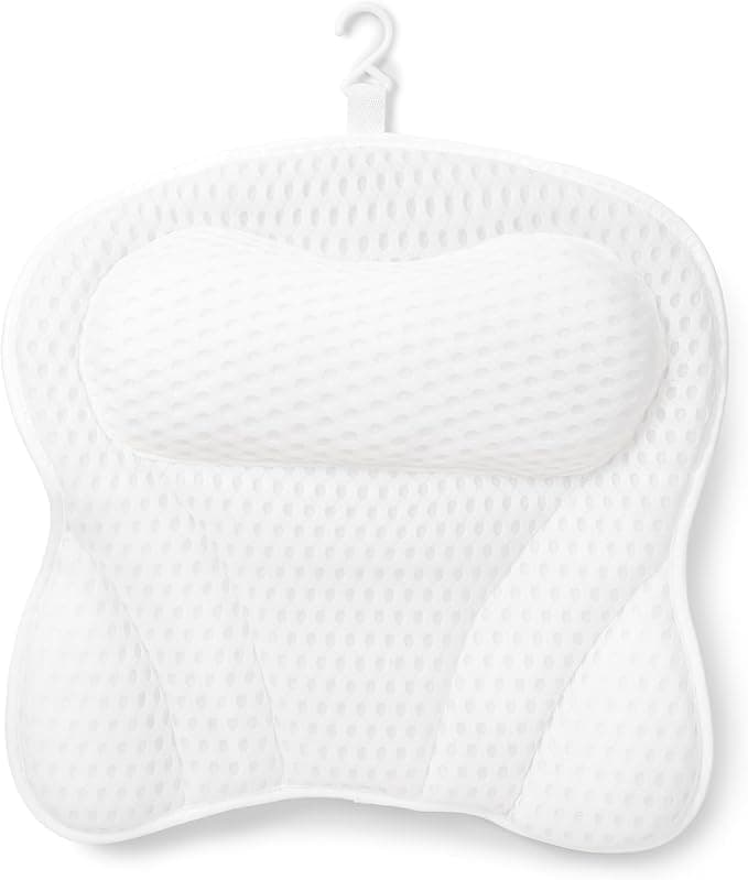 Bath Pillow Luxury Bathtub Pillow Bath Pillow for Head & Neck Support, Spa Cushion for Tub Relaxing Headrest with 4D Air Mesh Fabric and Non-Slip Suction Cups, Bath Accessories Spa Gifts - Image 1