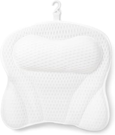 Bath Pillow Luxury Bathtub Pillow Bath Pillow for Head & Neck Support, Spa Cushion for Tub Relaxing Headrest with 4D Air Mesh Fabric and Non-Slip Suction Cups, Bath Accessories Spa Gifts - Image 1