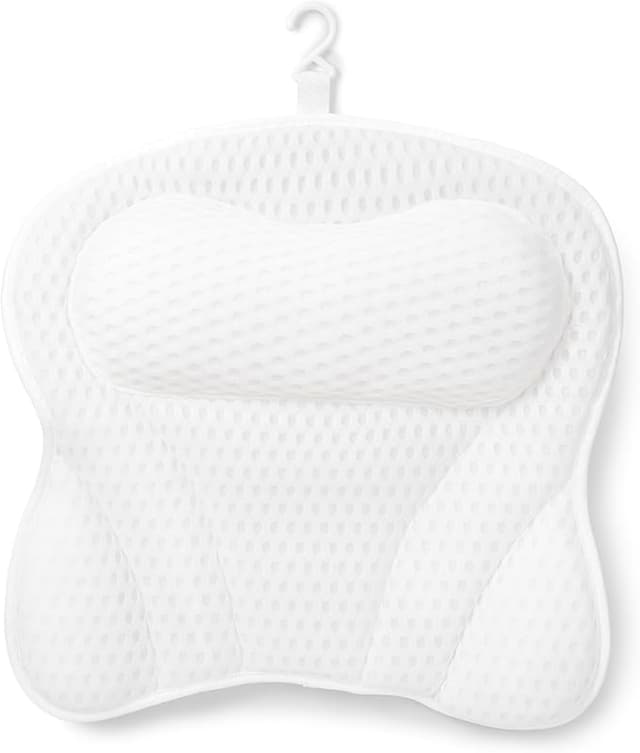 Bath Pillow Luxury Bathtub Pillow Bath Pillow for Head & Neck Support, Spa Cushion for Tub Relaxing Headrest with 4D Air Mesh Fabric and Non-Slip Suction Cups, Bath Accessories Spa Gifts