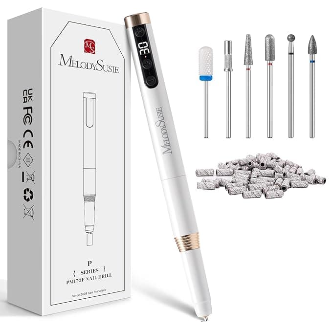 MelodySusie Pen-Shaped Ultra-Slim Cordless Nail Drill, PM170F 30000RPM Portable Rechargeable Electric File with LED Display for All Manicure, Nail Care, Shaping & Gel Removal for Advanced Home Use - Image 1