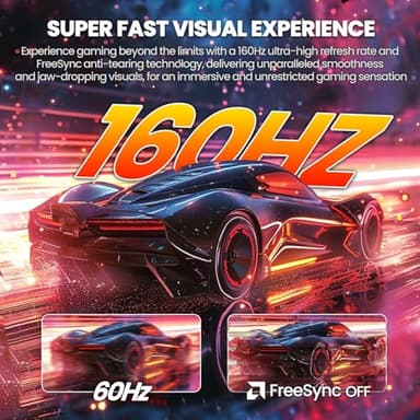 CRUA 32" Curved Gaming Monitor, 4k UHD(3840 * 2160P) VA Screen, 1500R, 144Hz/160Hz Computer Moniter, Supports AMD Freesync, 120% sRGB, Built-in Speakers, Wall Mountable Installs(HDMI 2.1/DP 1.4)-Black - Image 5