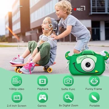 Goopow Kids Camera Toys for 3-8 Year Old Girls Boys,Children Digital Video Camcorder Camera with Cartoon Soft Cover, Best Chritmas Birthday Festival Gift for Kids - 32G SD Card Included - Image 3