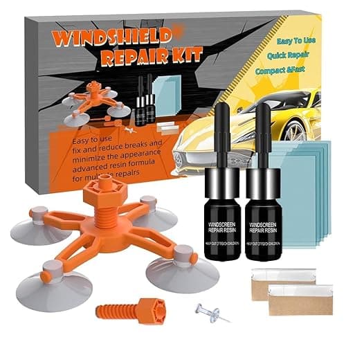 LOMEEN Windshield Repair Kit, 2 Pack Windshield Crack Repair kit with Enhanced Injection Head, Windscreen Chip Repair Kit to Repair Scratches, Cracks, and Star-Shaped Crack - Image 1