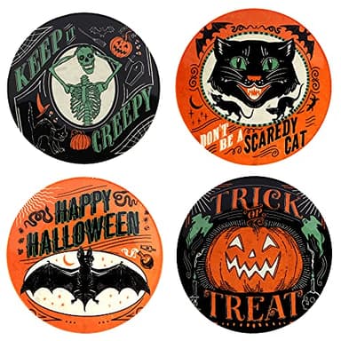 Certified International Scaredy Cat 6" Canape/Luncheon Plates, Assorted Designs, Multicolor, Medium, Set of 4 - Image 1