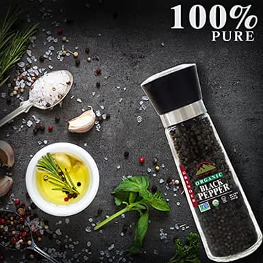 Himalayan Chef Organic Black Pepper Refillable Glass Grinders, 6.40 ounces - Image 5