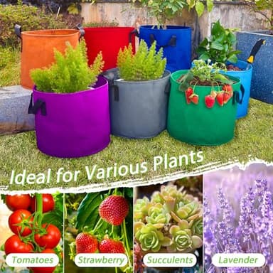 7 Pack 7 Gallon Plant Grow Bags - Mixed 7 Colors with Reinforced Handles & Aeration Design, Ideal for Tomato, Flowers & Fruits - Image 5